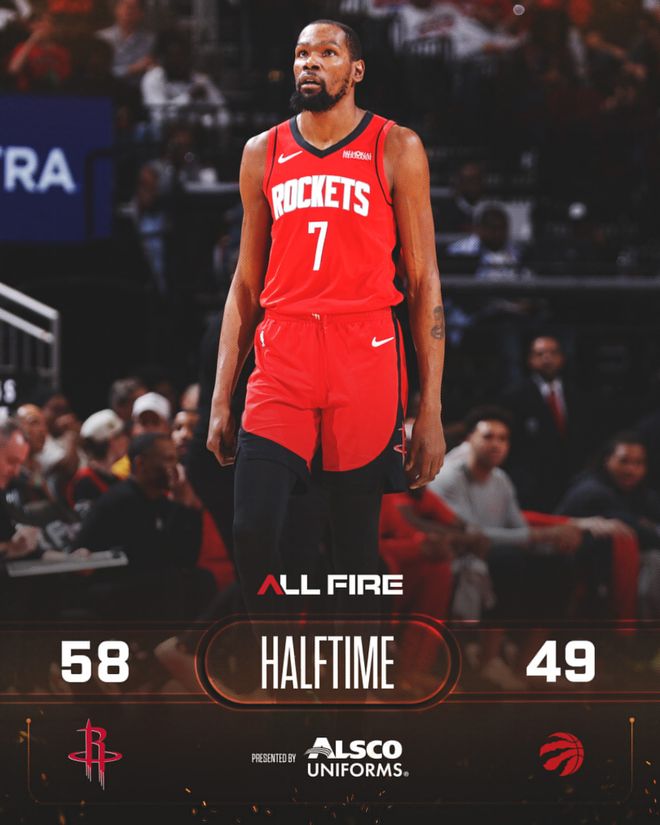 火箭队末节发力逆转猛龙 杜兰特29分率队取胜